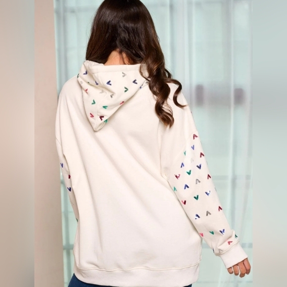 Boutique Sequin Embellished Solid Hoodie Long Sleeve Pullover Black - Picture 2 of 14